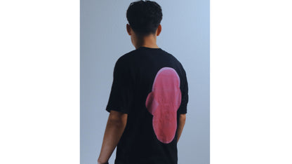 Black/pink T - shirt, loose fit.